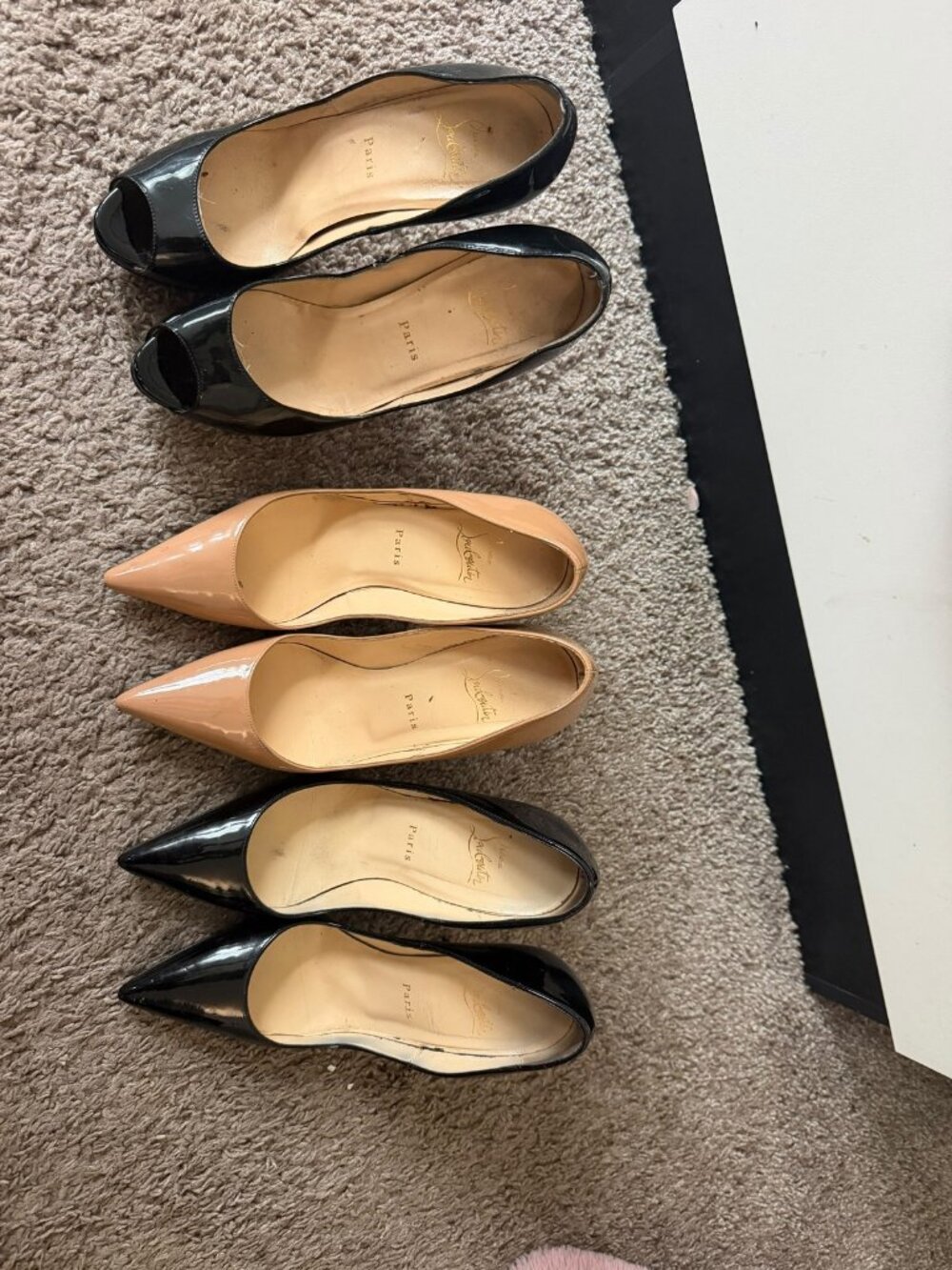 Christian Louboutin 3 Pair Bundle Patent Heels Black Nude Size 39.5 / 9